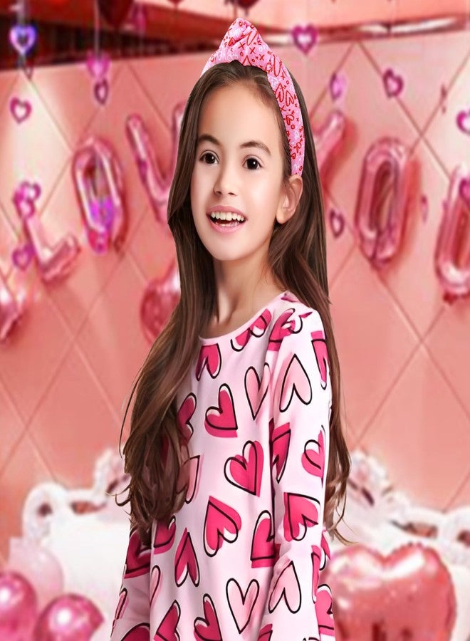ONENINEDREAM Knotted Headband, 2pcs Top Knot Headbands for Women, Hair Band for Girls, Valentines Day Heart Headband, Pink, Hair Accessories, Wide Headbands, One Size Fits Most - Image 2
